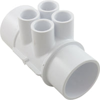 Manifold, 1/2" Slip, 4 Port, Flow Thru, 2" Slip x 2" Spigot
