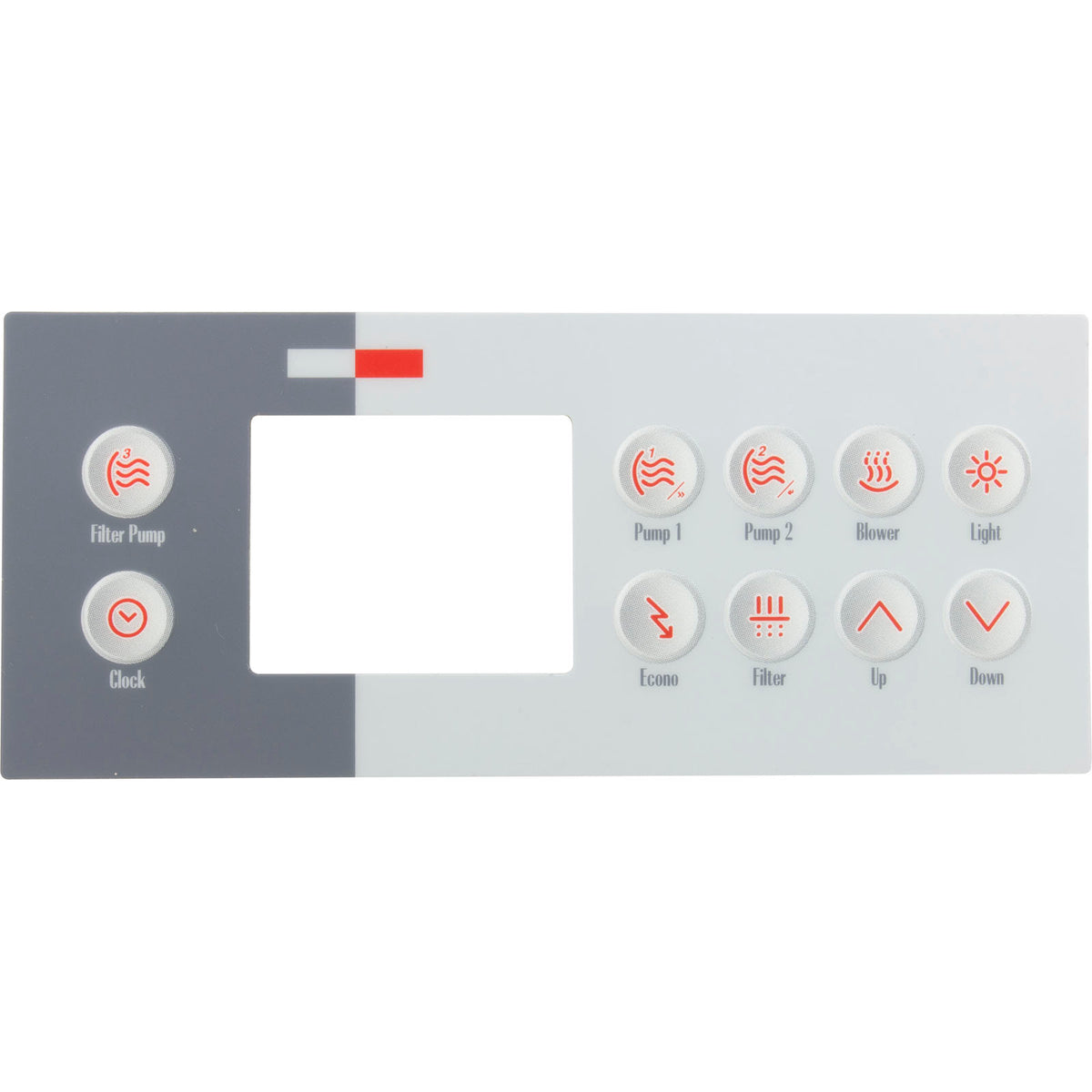 Overlay, Gecko TSC-4, 10 Button, P1 , P2 , Bl , Lt, Eco, Filt