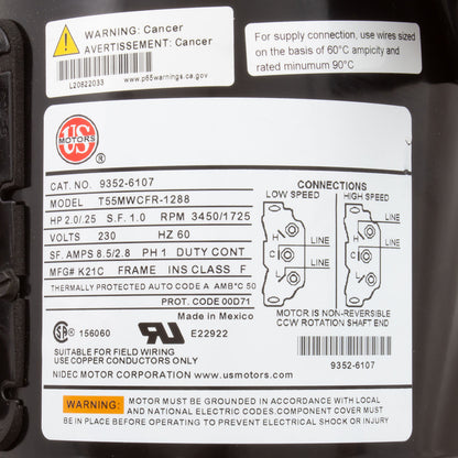 Bomba Aqua Flo FMHP, 2,0 OHP/3,0 THP, 230 V, 2 velocidades, 48 ​​pies cúbicos, 1-1/2", OEM