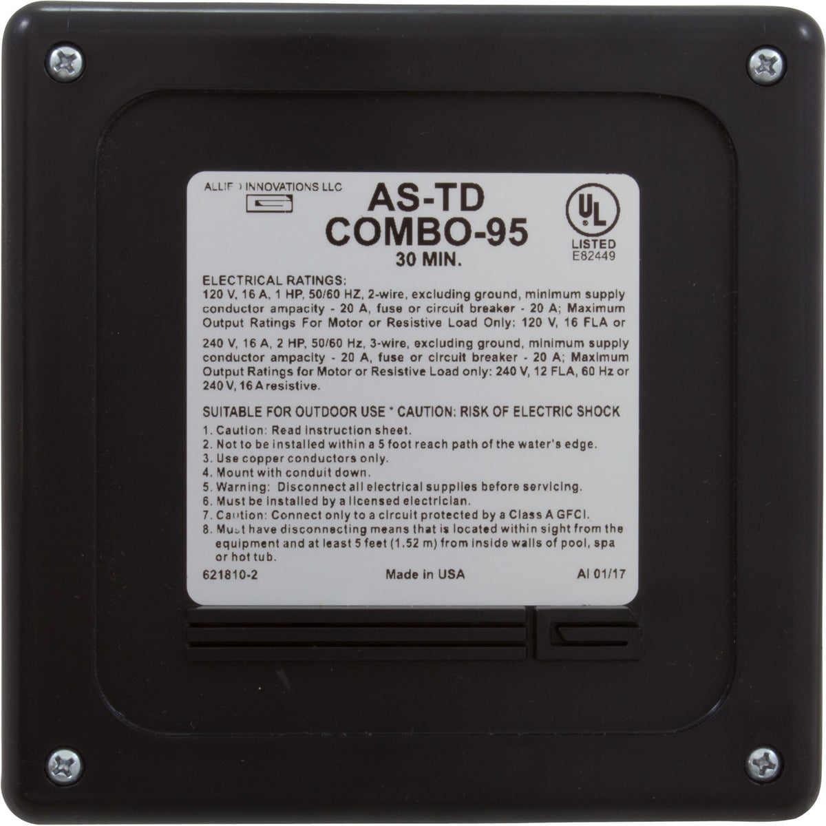 Len Gordon Control AS-TD Combo-95-30 Min 120/240V 20 Amp Without Button 921810-001
