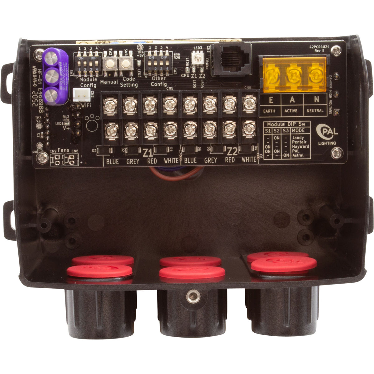 Transformador de control remoto de zona dual multicolor PAL de 65 W y 24 V CC