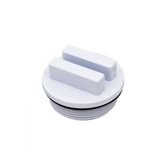 White Raised Plug w/O-Ring, 1 1/2" MPT, Pool Winterizing Part, APC1022C