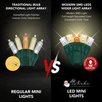 LED Mini Lights 5MM Amber/Warm White/Cool White Twinkle Green Wire - 6" Spacing