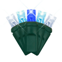 LED Mini Lights 5MM Aqua Blue and Cool White Twinkle  Green Wire- 6" Spacing