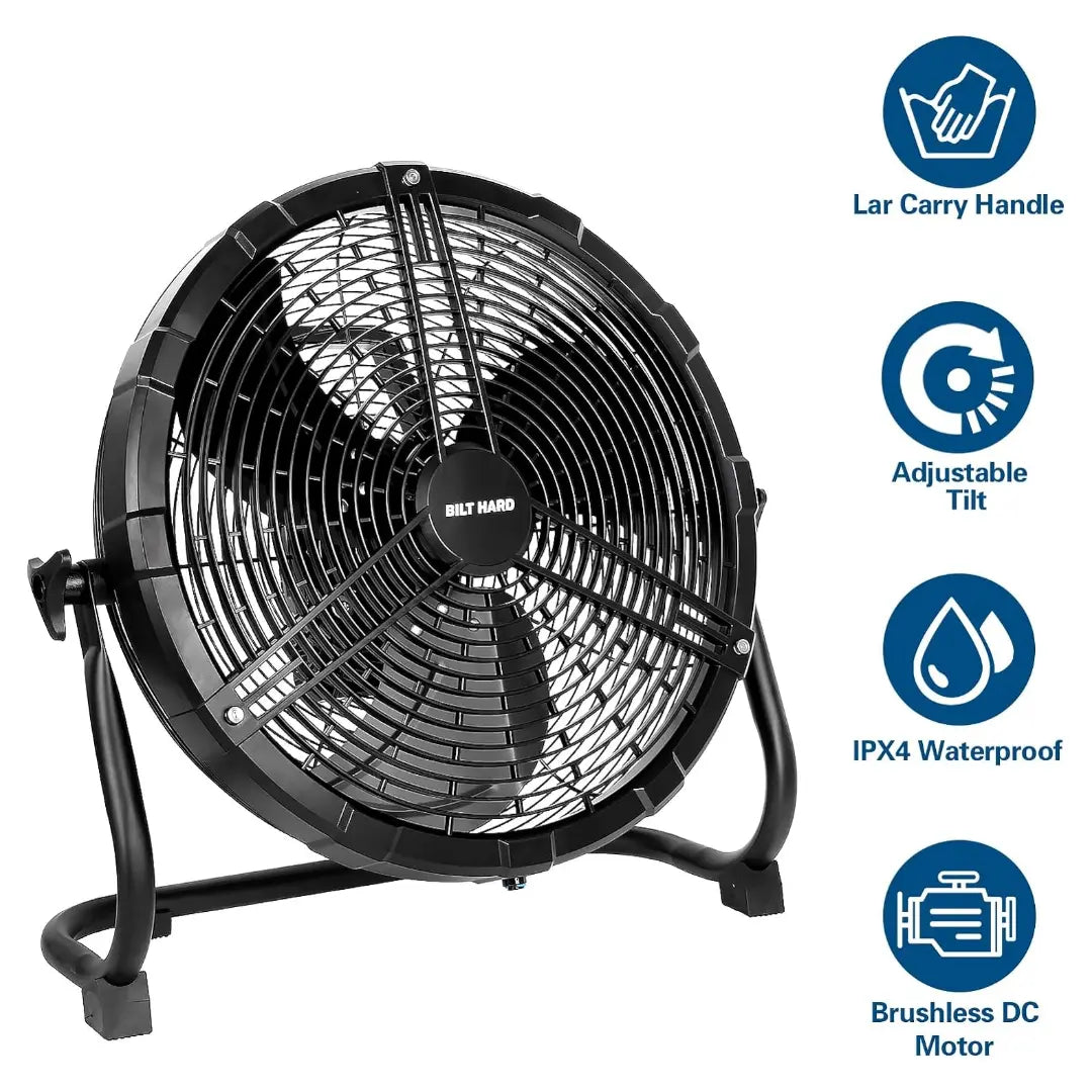 BILT HARD 16" Outdoor Misting Fan: Battery Operated with 15600mAh Detachable Battery & Misting Function