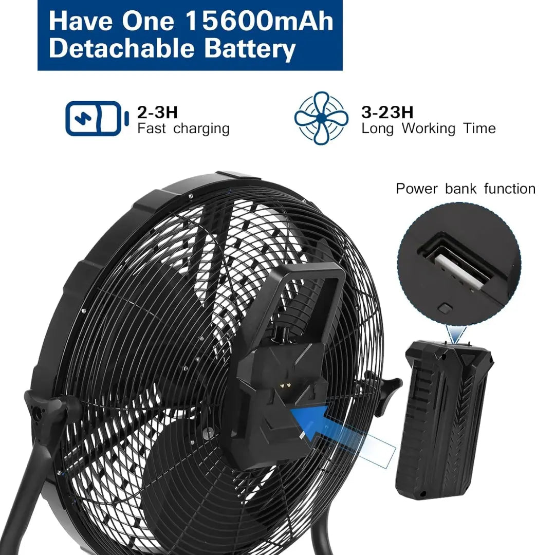 BILT HARD 16" Outdoor Misting Fan: Battery Operated with 15600mAh Detachable Battery & Misting Function