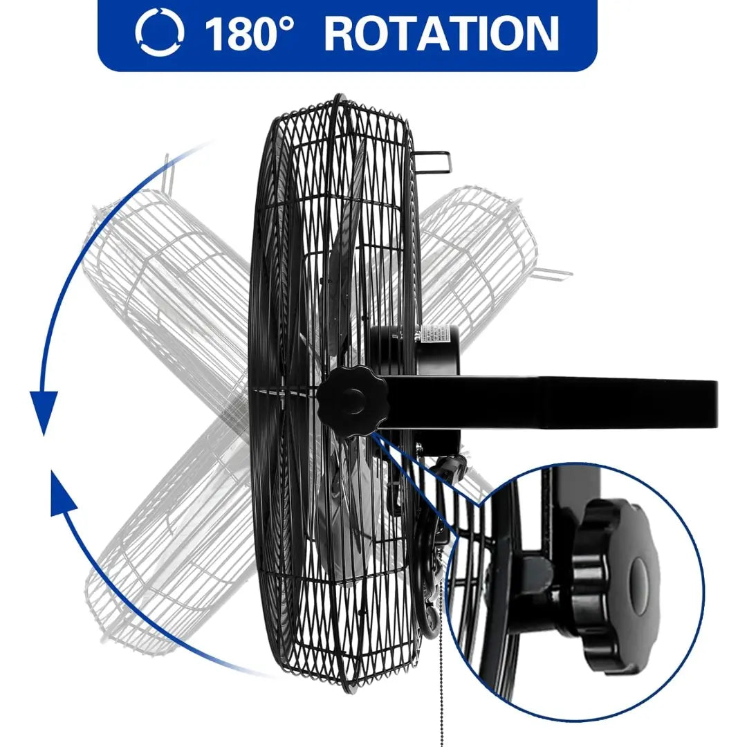 BILT HARD 18" Industrial Wall Mount Fan: 3-Speed High-Velocity, 4300 CFM, Heavy-Duty Metal Barn Fan