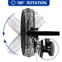 BILT HARD 18" Industrial Wall Mount Fan: 3-Speed High-Velocity, 4300 CFM, Heavy-Duty Metal Barn Fan