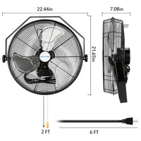 BILT HARD 18" Industrial Wall Mount Fan: 3-Speed High-Velocity, 4300 CFM, Heavy-Duty Metal Barn Fan