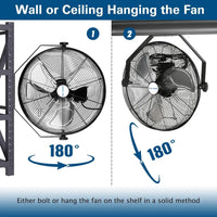 BILT HARD 18" Industrial Wall Mount Fan: 3-Speed High-Velocity, 4300 CFM, Heavy-Duty Metal Barn Fan