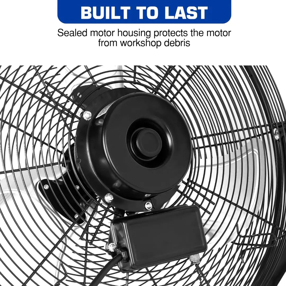 BILT HARD 18" Industrial Wall Mount Fan: 3-Speed High-Velocity, 4300 CFM, Heavy-Duty Metal Barn Fan