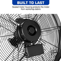 BILT HARD 18" Industrial Wall Mount Fan: 3-Speed High-Velocity, 4300 CFM, Heavy-Duty Metal Barn Fan