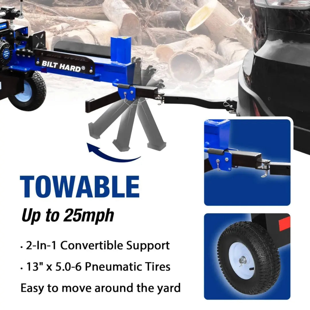 LOG-X Series 20-Ton Gas Log Splitter: 7hp 209cc OHV Engine, 19" Stroke