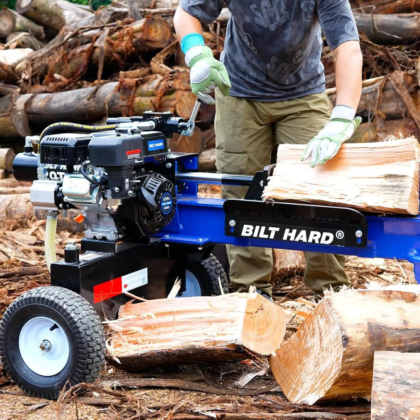 LOG-X Series 20-Ton Gas Log Splitter: 7hp 209cc OHV Engine, 19" Stroke