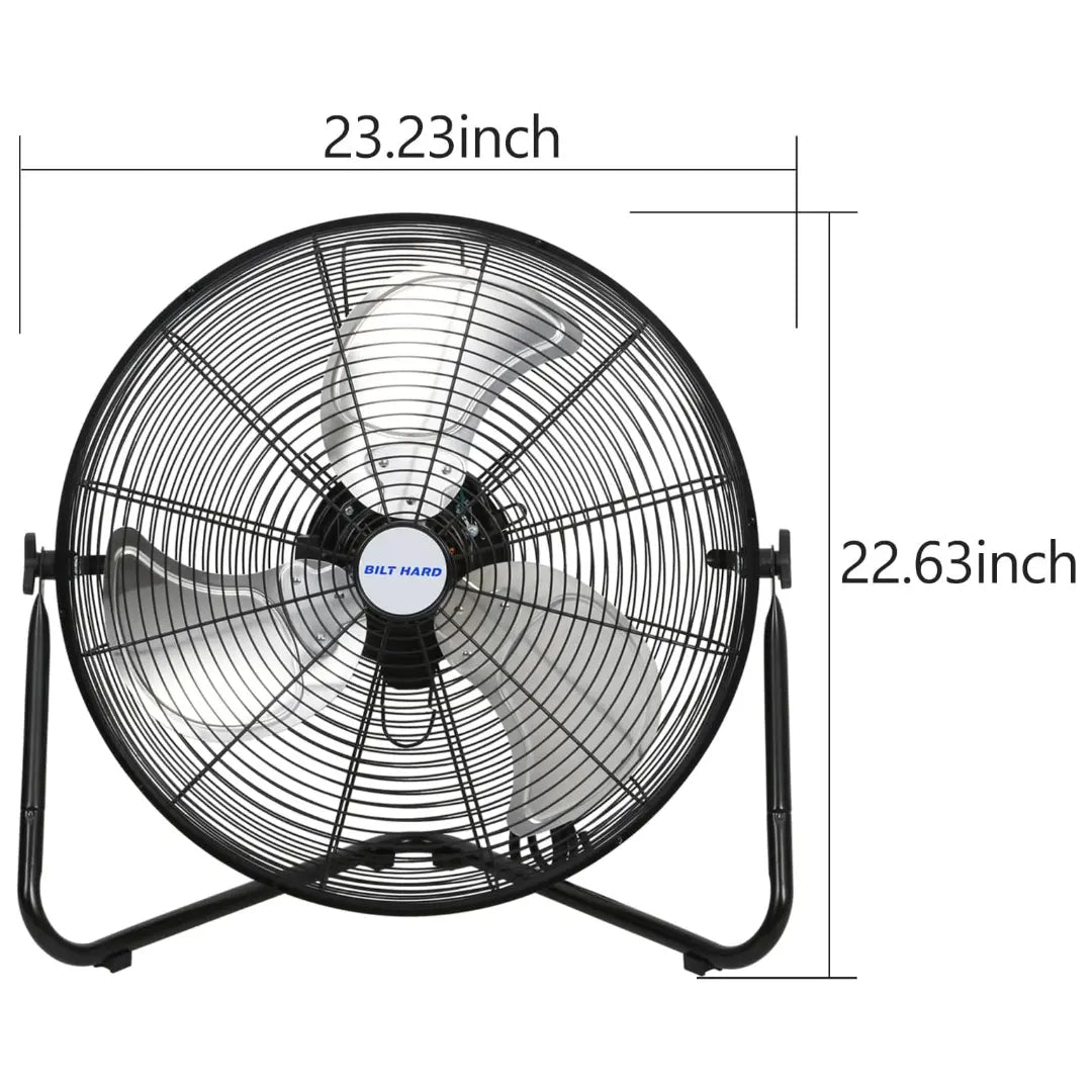 BILT HARD 20" High-Velocity Floor Fan: 4650 CFM, 3-Speed Heavy-Duty Metal Fan with Wall-Mount Option