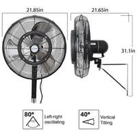 BILT HARD 20" Outdoor Wall Misting Fan: 3-Speed, 80° Oscillation, Waterproof, Heavy-Duty & UL Listed