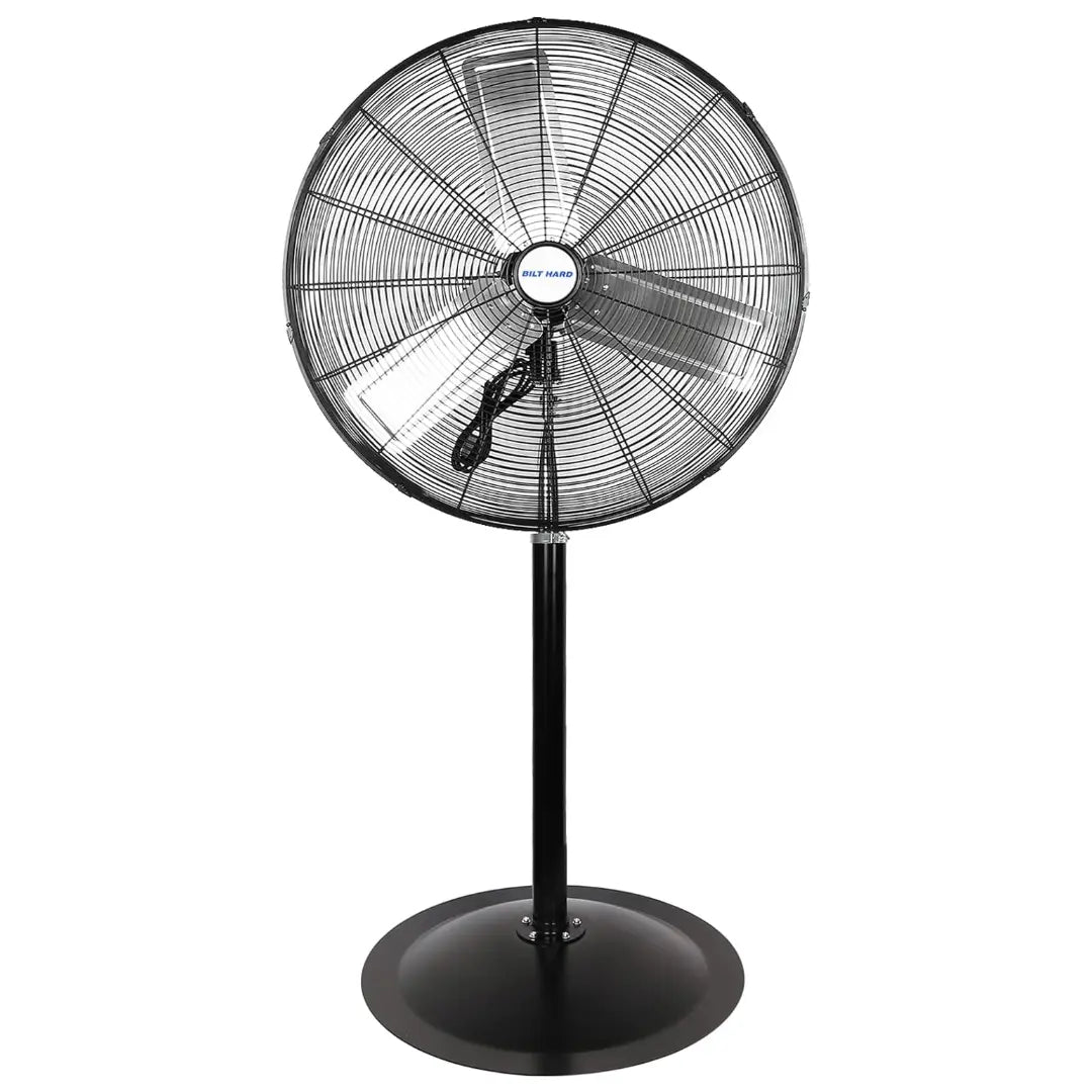 BILT HARD 24" High-Velocity Pedestal Fan: 6450 CFM, 3-Speed, Heavy-Duty Industrial Standing Fan