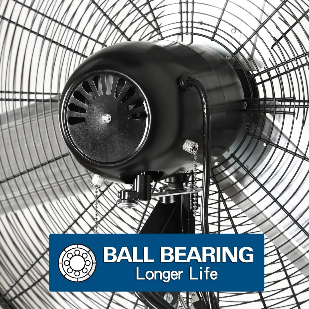 BILT HARD 24" High-Velocity Pedestal Fan: 6450 CFM, 3-Speed, Heavy-Duty Industrial Standing Fan