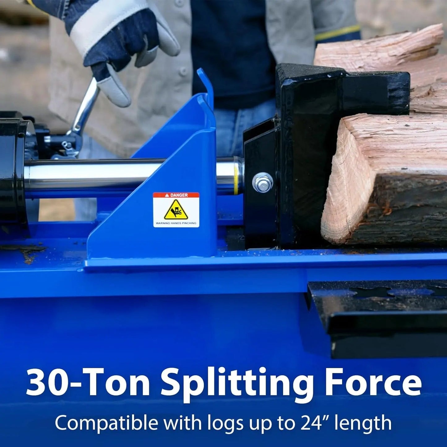 LOG-X Series 30-Ton Full Beam Gas Log Splitter: 7.5hp 223cc OHV Engine, 22.6" Stroke