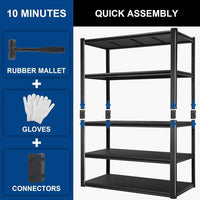 BILT HARD 3000LBS 48" W x 24" D x 72" H Garage Shelving, 5-Shelf Industrial Storage Shelves Heavy Duty, Metal Shelving Units with Adjustable Shelf, Steel Utility Shelves