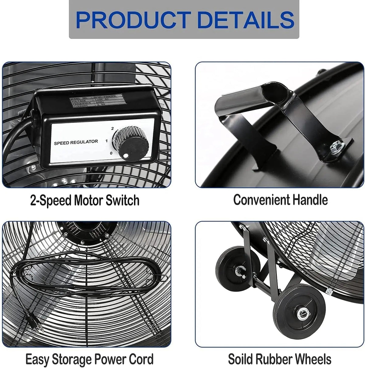 BILT HARD 30" 13000 CFM High Velocity Drum Fan: 2-Speed Heavy Duty Industrial Fan, UL Listed