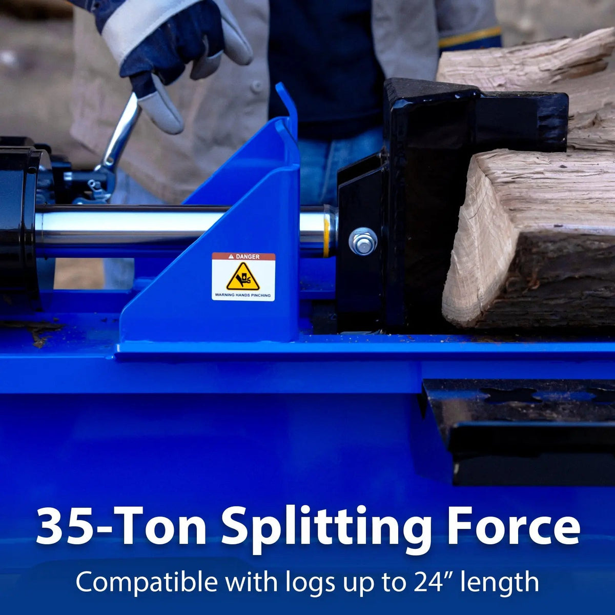 LOG-X Series 35-Ton Full Beam Gas Log Splitter: 10hp 301cc OHV Engine, 23" Stroke