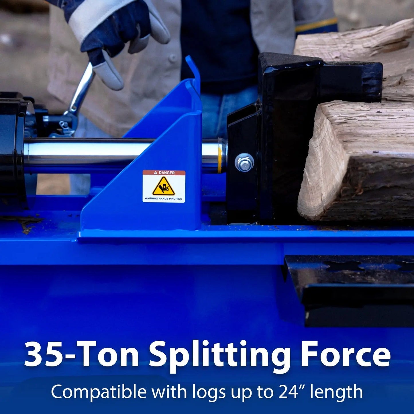 LOG-X Series 35-Ton Full Beam Gas Log Splitter: 10hp 301cc OHV Engine, 23" Stroke