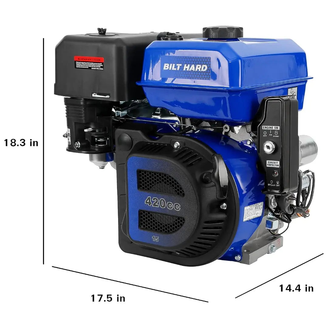 BILT HARD 420cc 15HP Gas Engine with Electric Start - Horizontal Shaft, Compatible with Honda GX390, Briggs & Stratton, Kohler, Yamaha Engines