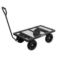 BILT HARD 880lbs Steel Garden Cart, Heavy Duty 4 CuFt Wagon with 10In Flat Free Tires, 180 Degree Rotating Handle & Removable Sides