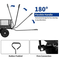 BILT HARD 880lbs Steel Garden Cart, Heavy Duty 4 CuFt Wagon with 10In Flat Free Tires, 180 Degree Rotating Handle & Removable Sides