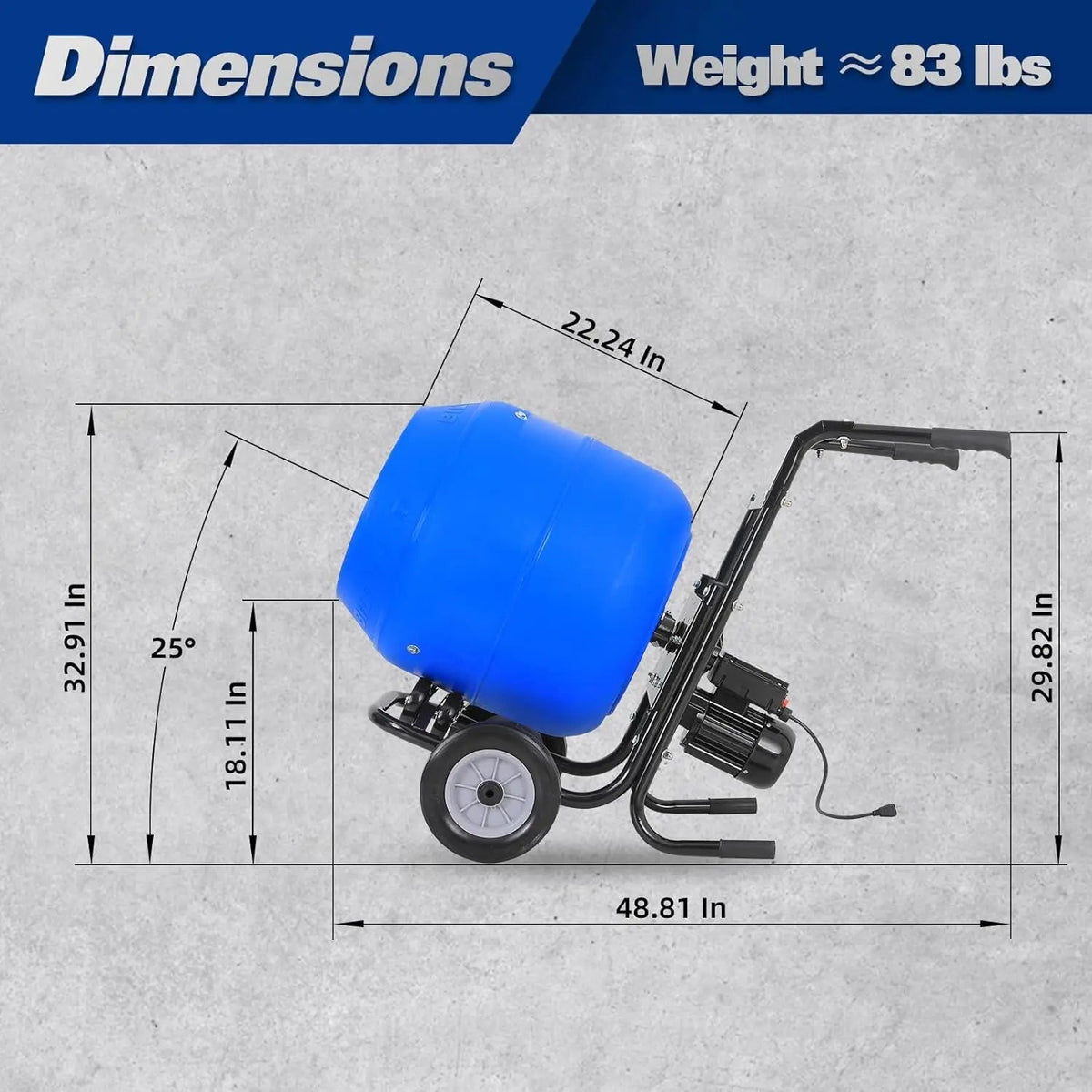 BILT HARD 4 Cu. Ft. Poly Drum Cement Mixer – Portable & Heavy-Duty