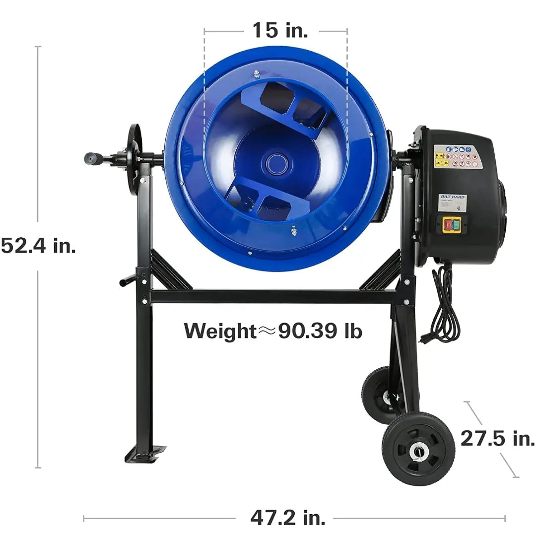 BILT HARD 4 Cu. Ft. Electric Cement Mixer – Portable & Heavy-Duty