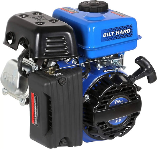 79cc 2 HP Gas Engine, Gas Motor EPA & CARB Certified, 4 Stroke OHV Horizontal Shaft with Recoil Start