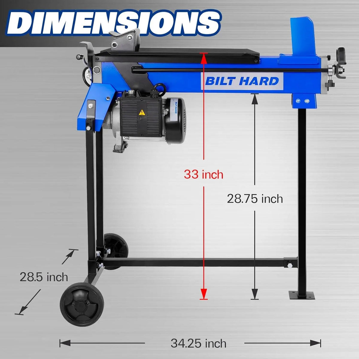BILT HARD 6.5-Ton Electric Hydraulic Log Splitter with Stand – 15Amp Motor, Splits Logs up to 20.5", Perfect for Seniors & Home Use