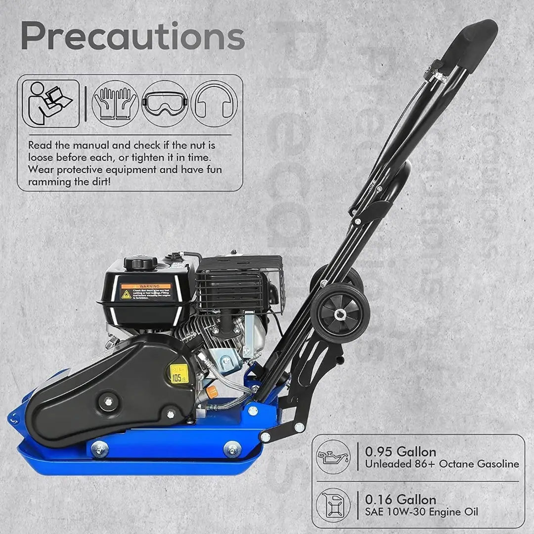 BILT HARD 2500 lbs Plate Compactor – 6.5HP Loncin Gas Engine, 10" Compaction Depth, 5500 VPM, EPA Compliant