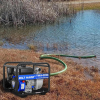 BILT HARD Semi Trash Pump 2 inch, 158 GPM 6.5HP Gas Powered Water Pump, 196cc 4-Cycle Engine with 50 ft Discharge Hose, 12 ft Suction Hose and Complete Fittings, EPA Certified