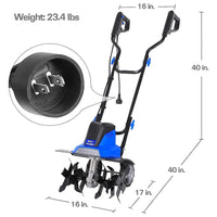 BILT HARD 16" Electric Tiller Cultivator – 13.5 Amp Motor, 6 Steel Tines, Foldable Garden Rototiller with Adjustable Wheels