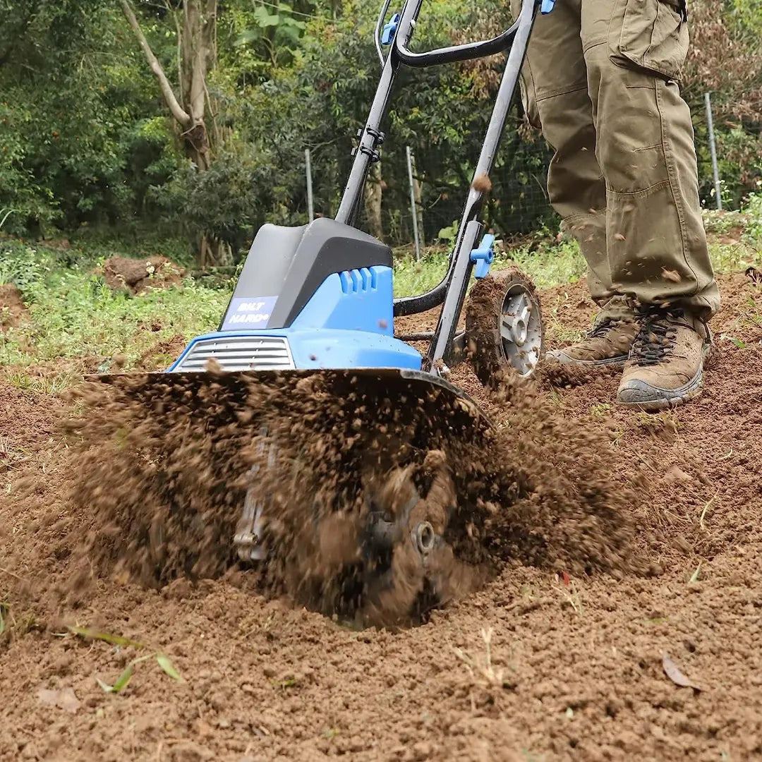 BILT HARD 16" Electric Tiller Cultivator – 13.5 Amp Motor, 6 Steel Tines, Foldable Garden Rototiller with Adjustable Wheels