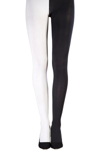 Two-Tone Black and White Seamless Adult Tights