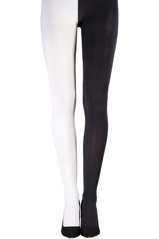 Two-Tone Black and White Seamless Adult Tights