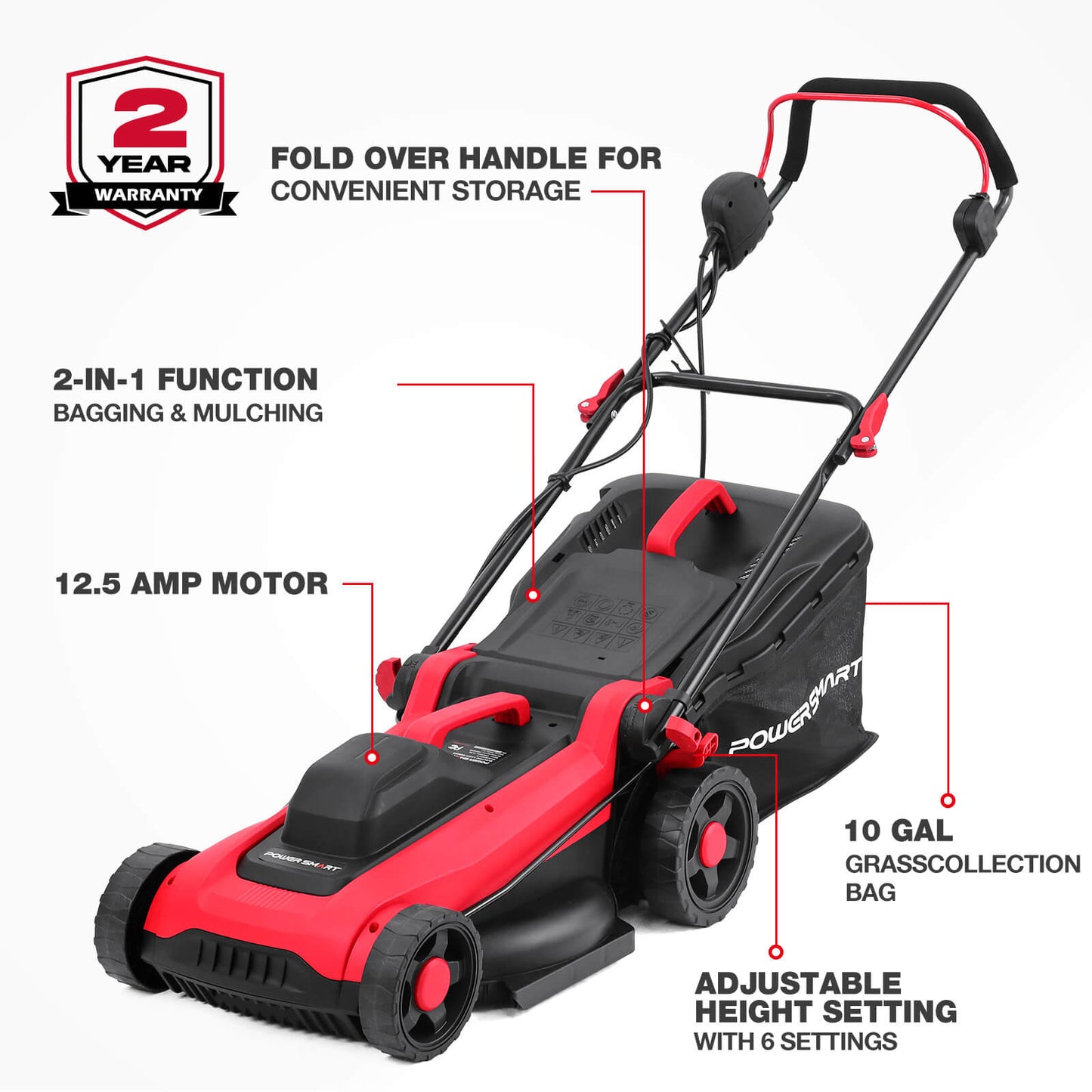 14" 15Amp Electric Corderd Push Lawn Mower DB8015