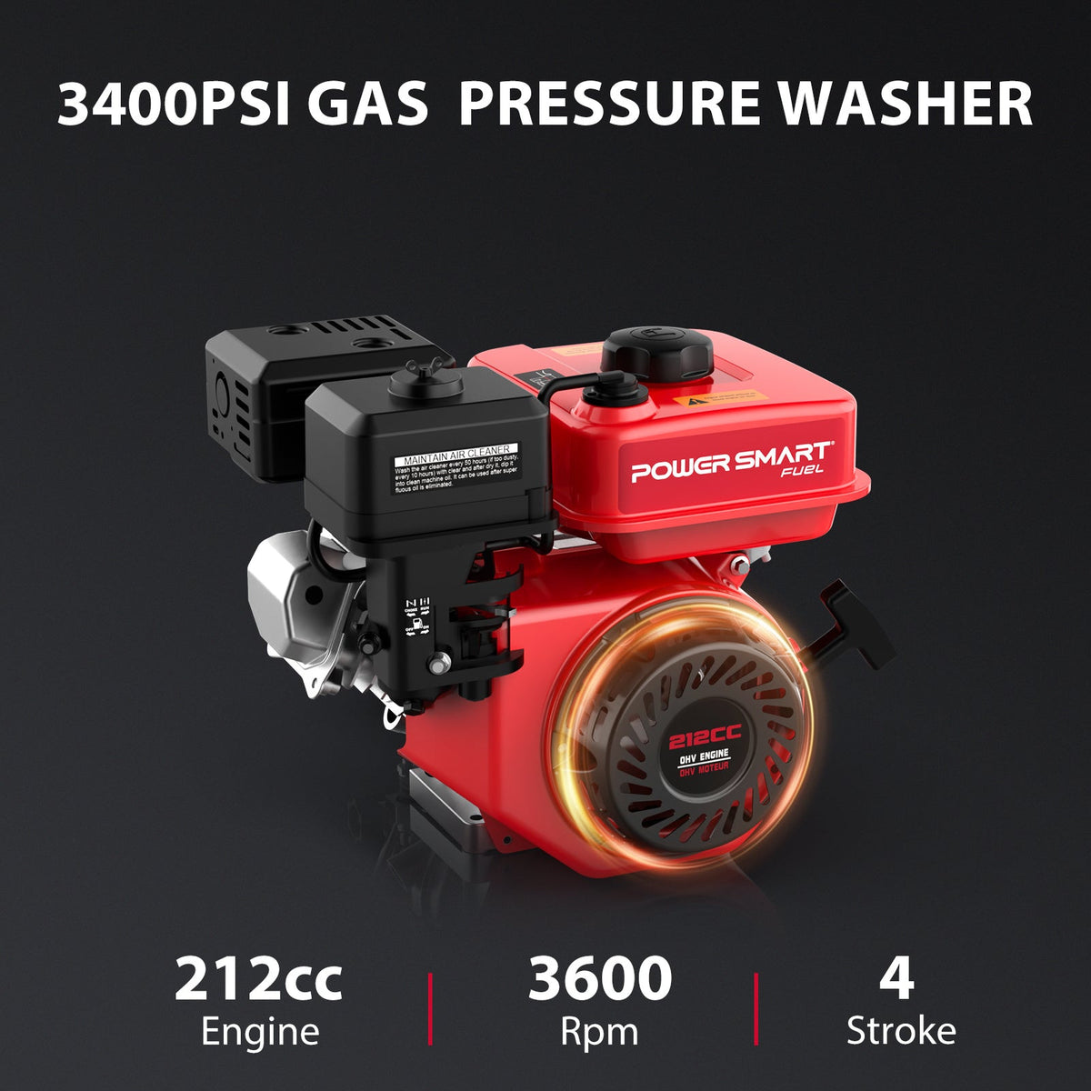 3400PSI 2.5GPM 212cc Gas Pressure Washer DL1034A