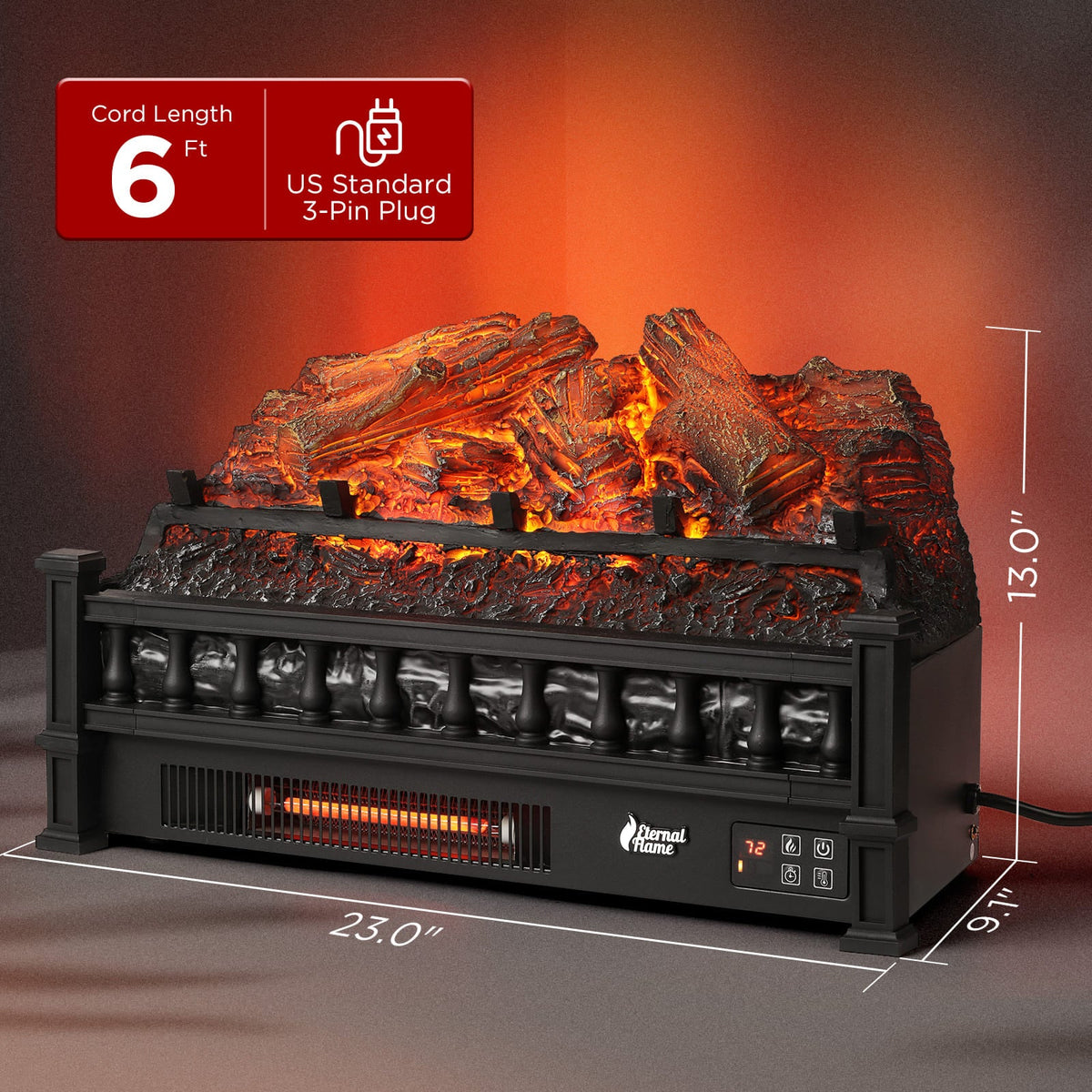 (Open) Eternal Flame EF23-LG Electric Fireplace Logs