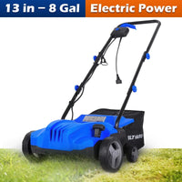 BILT HARD 12 Amp Electric Dethatcher & Scarifier: 13" Width, 8-Gallon Bag, 2-in-1 Walk-Behind Lawn Tool