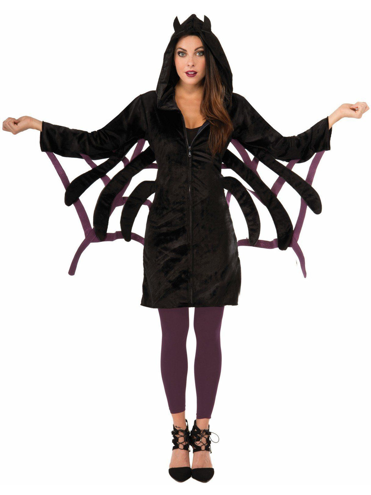 Women's Black Spider Hoodie Zip Jacket Adult Size Costume