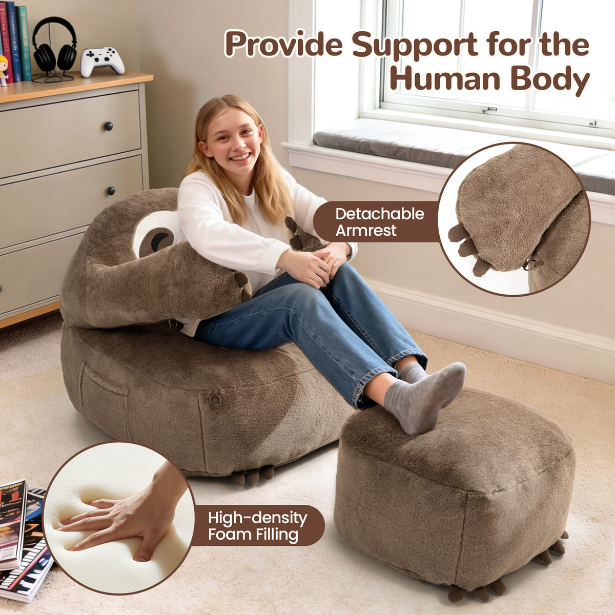 Sloth Bean Bag Chair with Ottoman
