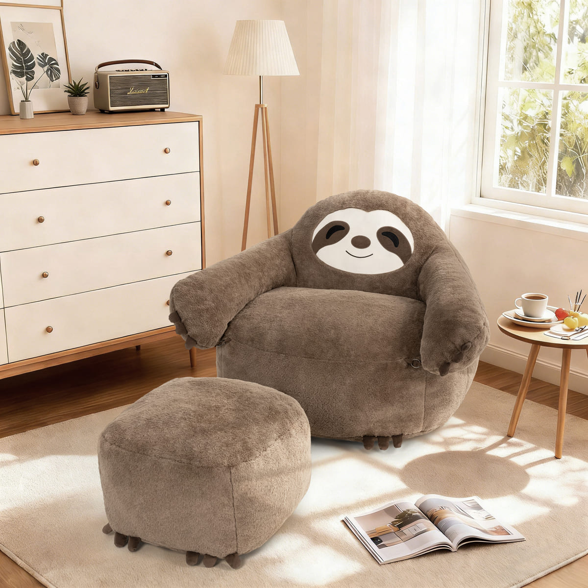 Sloth Bean Bag Chair with Ottoman