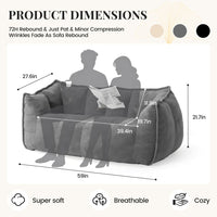 Pamapic 2-Seat Big Teddy Fabric Bean Bag Couch for Dorm Room & Bedroom