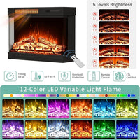 Pamapic 3-Sided Electric Fireplace TV Stand, Farmhouse Entertainment Center with 36" LED Fireplace & Glass Doors for Living Room