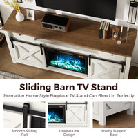 Pamapic 3-Sided Electric Fireplace TV Stand, Farmhouse Entertainment Center with 36" LED Fireplace & Glass Doors for Living Room